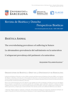 The Overwhelming Prevalence of Suffering in Nature - Alejandro Villamor Iglesias Rev Bio Y Der