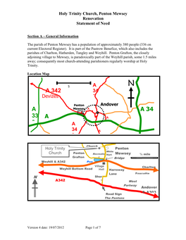 Holy Trinity Church, Penton Mewsey Renovation Statement of Need