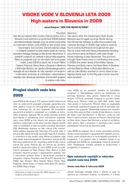 VISOKE VODE V SLOVENIJI LETA 2009 High Waters in Slovenia in 2009