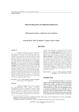 Plant Breeding and in Situutilization of Palm Trees