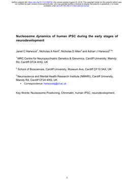 Nucleosome Dynamics of Human Ipsc During the Early Stages of Neurodevelopment