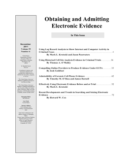 Admissibility of Forensic Cell Phone Evidence