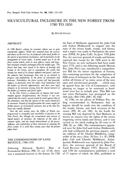 Silvicultural Inclosure in the New Forest from 1780 to 1850