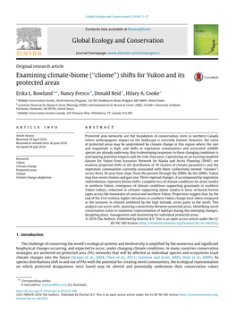 Examining Climate-Biome (‘‘Cliome’’) Shifts for Yukon and Its Protected Areas