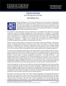 TINTRI VMSTORE Zero Management Storage DECEMBER 2013