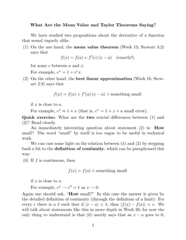 What Are the Mean Value and Taylor Theorems Saying?