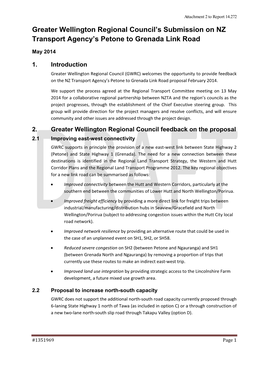 Greater Wellington Regional Council's Submission on NZ Transport