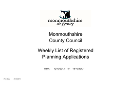 Weekly List of Registered Planning Applications