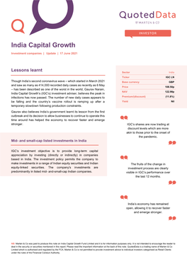 India Capital Growth