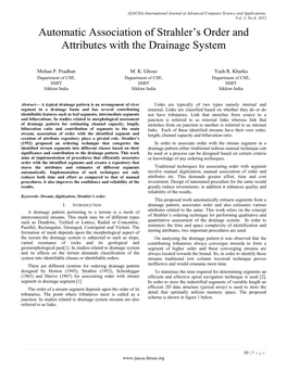 Automatic Association of Strahler's Order and Attributes with The