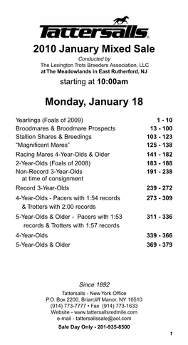2010 January Mixed Sale Monday, January 18