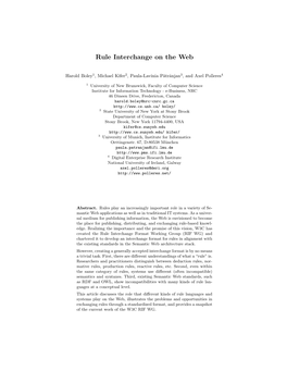 Rule Interchange on the Web
