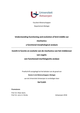 Understanding Functioning and Evolution of Bird Middle Ear Mechanics: a Functional Morphological Analysis