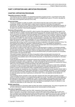 PART V OPPOSITION and LIMITATION PROCEDURE Chapter I Opposition Procedure