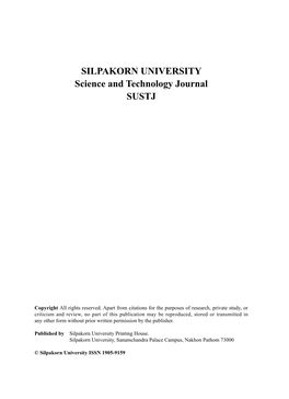 SILPAKORN UNIVERSITY Science and Technology Journal SUSTJ