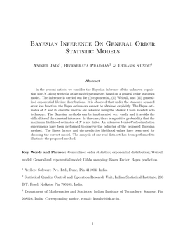 Bayesian Inference on General Order Statistic Models