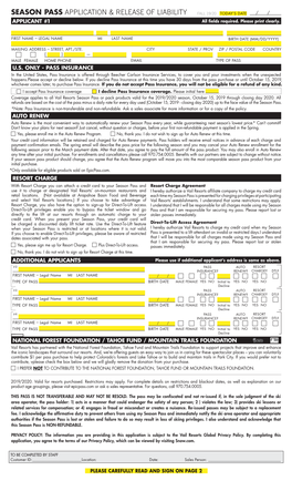 Season Pass Application & Release of Liability