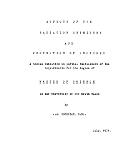 Aspects of the Radiation Chemistry and Protection of Peptides