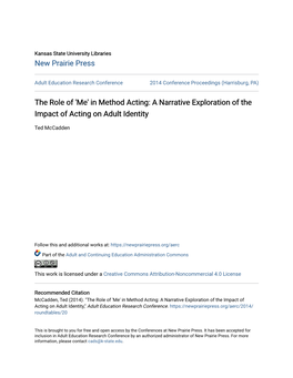 In Method Acting: a Narrative Exploration of the Impact of Acting on Adult Identity