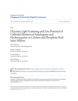 Dynamic Light Scattering and Zeta Potential of Colloidal Mixtures Of