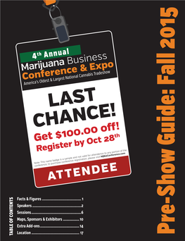 Marijuana Business Con Erence America’S Oldest & Largest National Cannabis Tradeshow