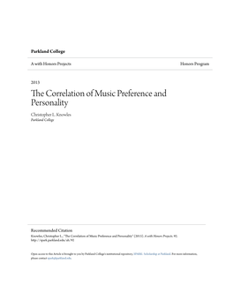 The Correlation of Music Preference and Personality