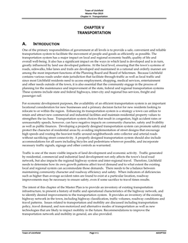 Chapter V Transportation A. Introduction