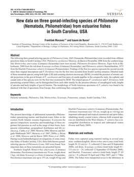 New Data on Three Gonad-Infecting Species of Philometra (Nematoda, Philometridae) from Estuarine Fishes in South Carolina, USA