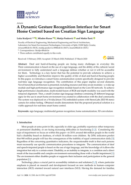 A Dynamic Gesture Recognition Interface for Smart Home Control Based on Croatian Sign Language