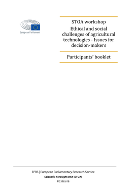 STOA Workshop Ethical and Social Challenges of Agricultural Technologies - Issues for Decision-Makers