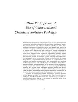 CD-ROM Appendix J: Use of Computational Chemistry Software Packages