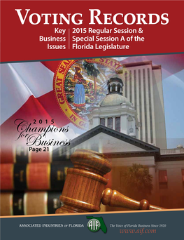 2015 Regular Session & Business Special Session a of the Issues Florida Legislature