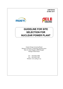 Guideline for Site Selection for Nuclear Power Plant