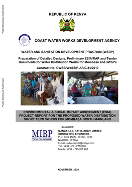 Republic of Kenya Coast Water Works Development Agency
