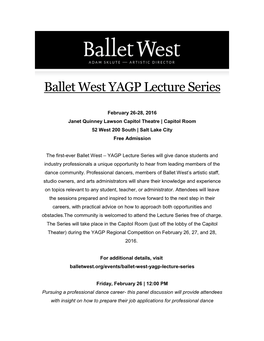 Ballet West YAGP Lecture Series