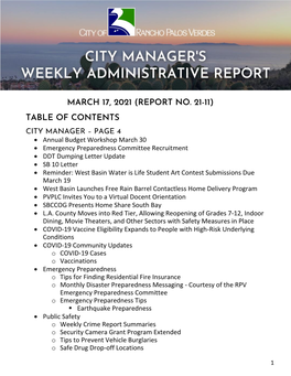 ADMINISTRATIVE REPORT March 17, 2021 Page 2
