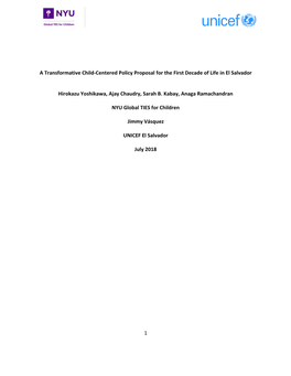 A Transformative Child-Centered Policy Proposal for the First Decade of Life in El Salvador