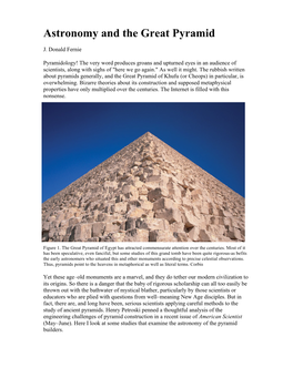 Astronomy and the Great Pyramid