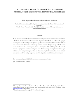 Hysteresis Vs Nairu & Convergence Vs