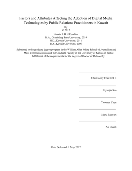 Factors and Attributes Affecting the Adoption of Digital Media