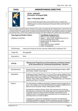 Easa Airworthiness Directive