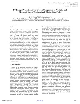 PV Energy Production Over Greece: Comparison of Predicted and Measured Data of Medium-Scale Photovoltaic Parks