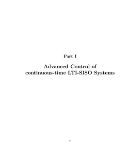 Advanced Control of Continuous-Time LTI-SISO Systems