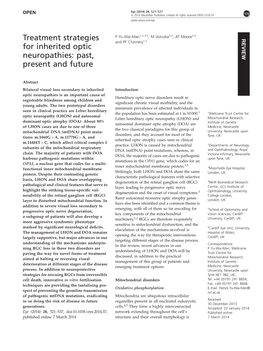 Treatment Strategies for Inherited Optic Neuropathies: Past, Present and Future