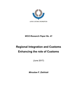 Regional Integration and Customs Enhancing the Role of Customs