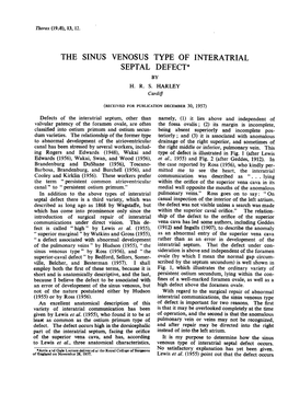 The Sinus Venosus Typeof Interatrial Septal Defect*