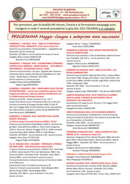 PROGRAMMA Maggio-Giugno E Anteprime Mesi Successivi