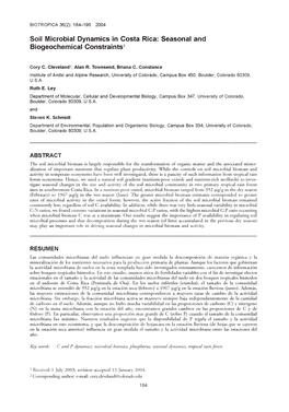 Soil Microbial Dynamics in Costa Rica: Seasonal and Biogeochemical Constraints^