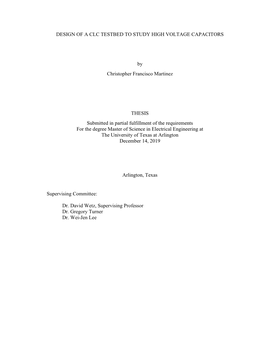 Design of a Clc Testbed to Study High Voltage Capacitors