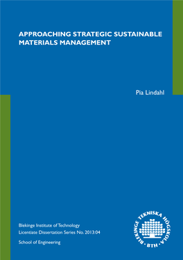 Approaching Strategic Sustainable Materials Management